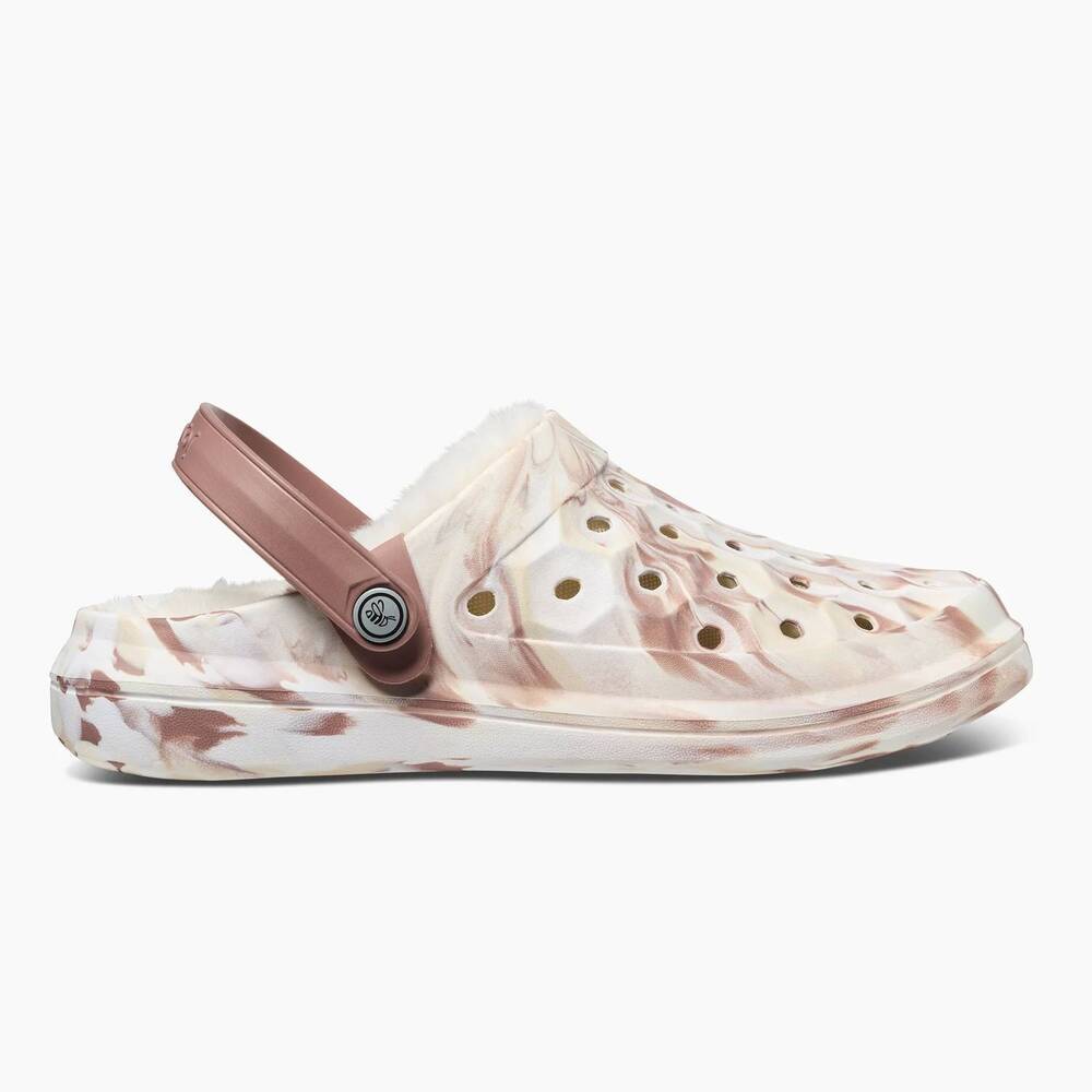 NEW JOYBEES unisex varsity lined clog in marbled brown natural